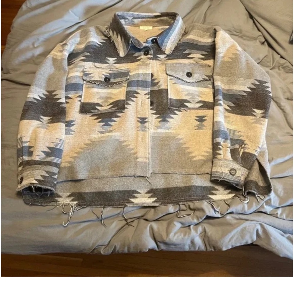 Gray and Beige Patterned Jacket